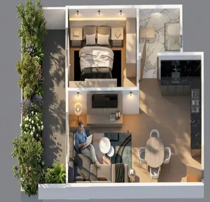 F 4 pool level street + 10 m2 private garden